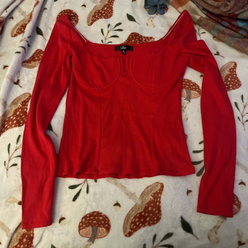 Lulu's Vibrant Red Ribbed Top